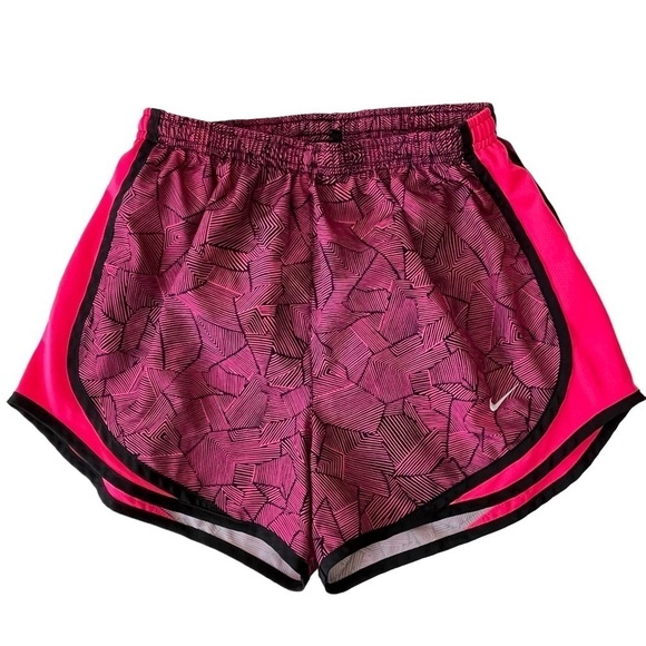 Nike Dri-fit Tempo Pink & Black Patterned Shorts with Embroidered Logo Sz. Small - Picture 1 of 7